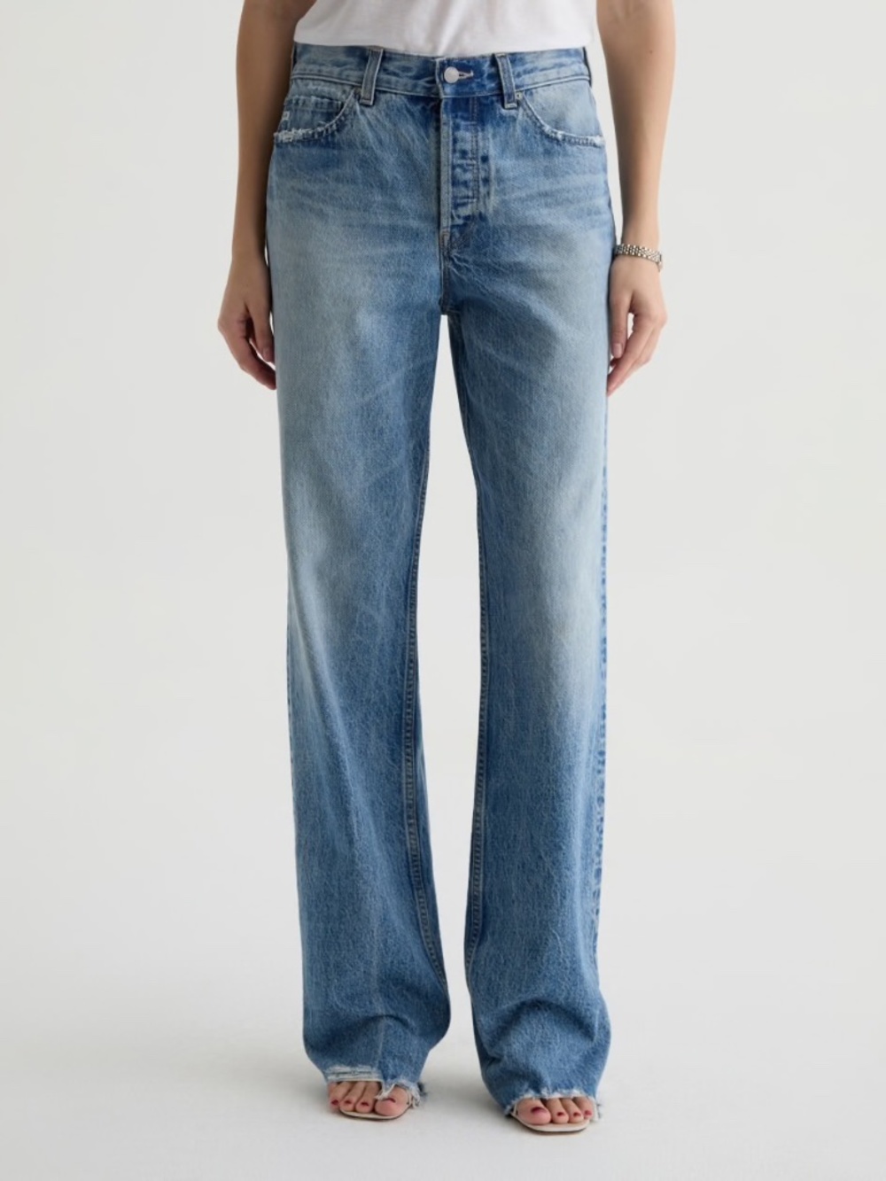 AG Adriano Goldschmied Light Blue Straight Leg Jeans Billie Relaxed High Rise - Picture 2 of 11